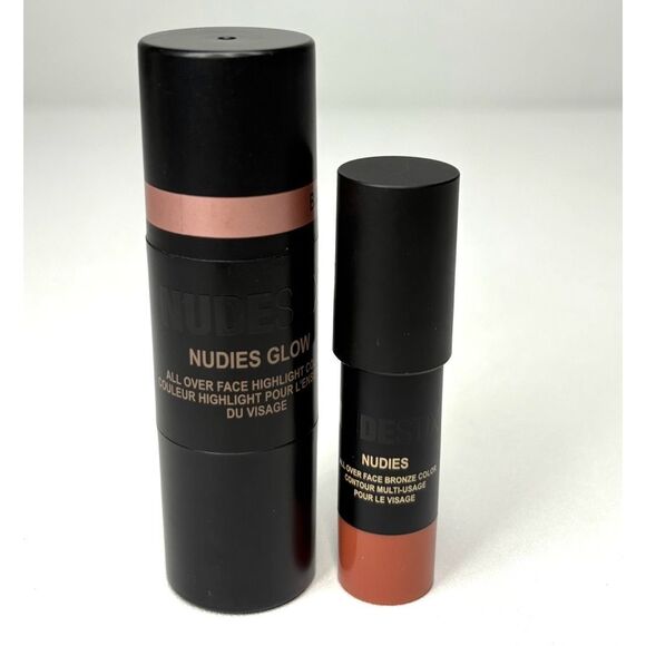 Nudestix Nudies Glow All Over Face Highlight Bubbly Bebe & Bronze Sunkissed Mini - Picture 1 of 6